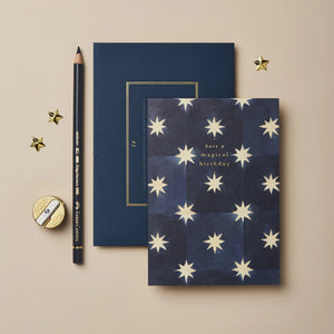 have a magical birthday card navy blue tile old world beauty greeting card with stars by wanderlust paper company UK