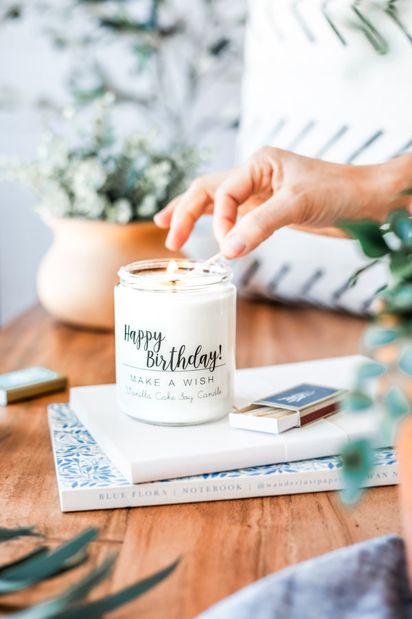 Happy Birthday Make a Wish Vanilla Cake Candle
