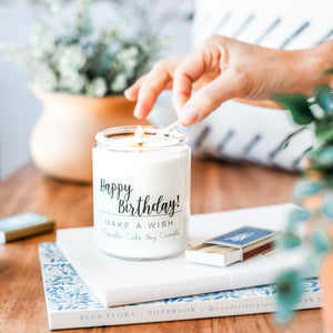 Happy Birthday Make a Wish Vanilla Cake Candle