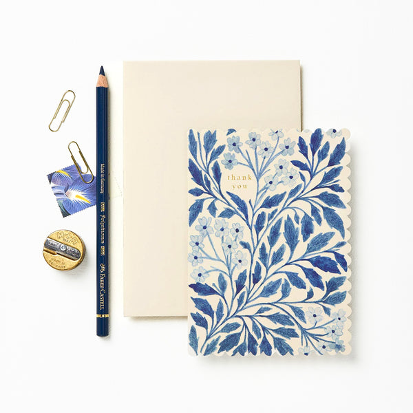 Thank You Card - Blue Floral