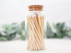 Decorative 4" White Tip Matches in Glass Jar - Little Flower Soap Co