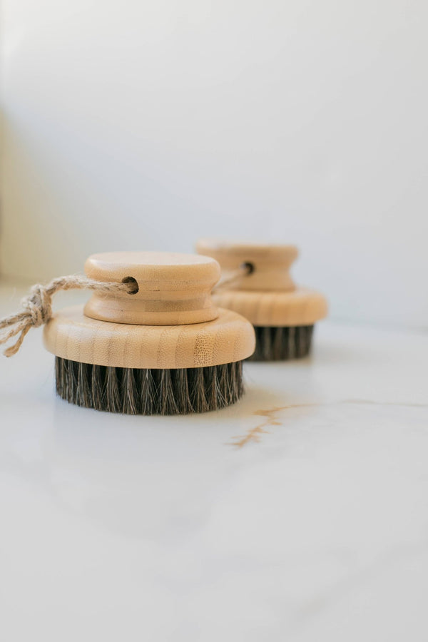 Dry Round Body Brush: Horsehair - Little Flower Soap Co