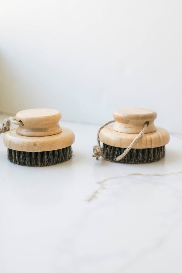 Dry Round Body Brush: Horsehair - Little Flower Soap Co