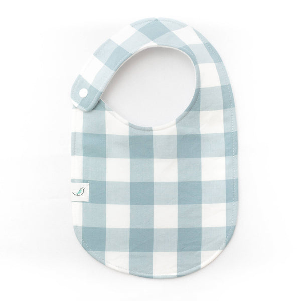 Gingham Check Bib - Light Blue - Little Flower Soap Co