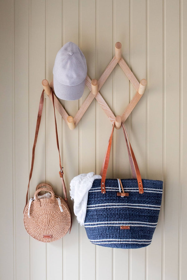 Handwoven Sisal Tote – Navy & Cream Stripe - Little Flower Soap Co