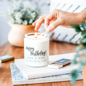Happy Birthday Make a Wish Vanilla Cake Candle - Little Flower Soap Co