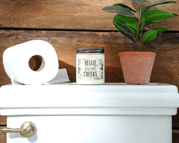 Hello Sweet Cheeks Funny Bathroom Candle - Little Flower Soap Co