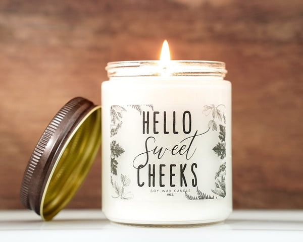 Hello Sweet Cheeks Funny Bathroom Candle - Little Flower Soap Co