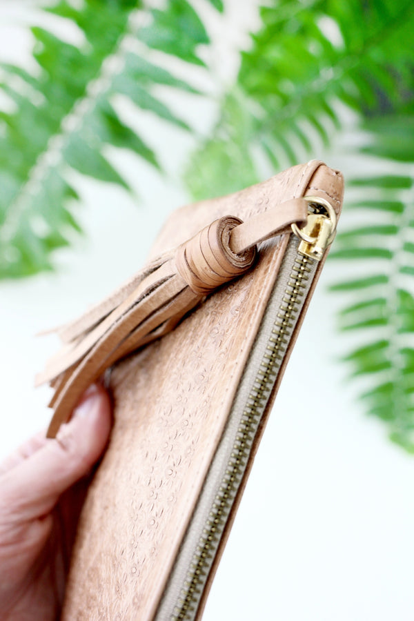 Leather Cosmetic Case - Blossom Tassel Pouch
