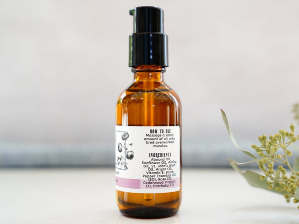 Massage Oil with Arnica - Passion - Black Pepper & Rose - Little Flower Soap Co