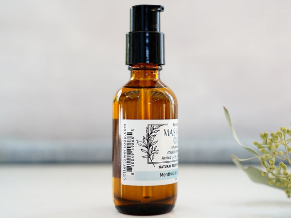 Massage Oil with Arnica - Release - Menthol & Eucalyptus - Little Flower Soap Co