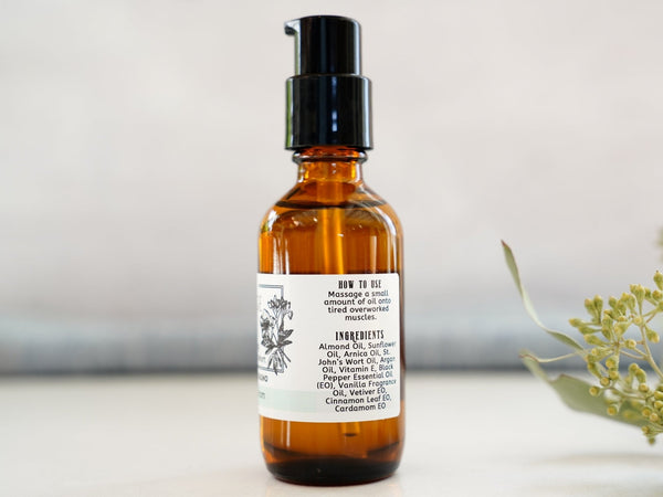 Massage Oil with Arnica - Serene - Vetiver & Cardamom - Little Flower Soap Co