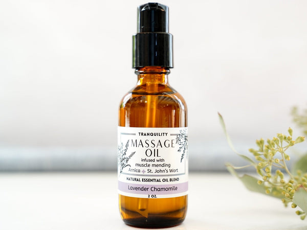 Massage Oil with Arnica - Tranquility - Lavender & Chamomile - Little Flower Soap Co