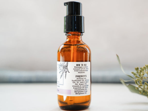 Massage Oil with Arnica - Tranquility - Lavender & Chamomile - Little Flower Soap Co