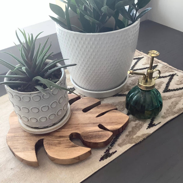 Monstera Leaf Wooden Riser – Handmade Plant Stand or Trivet - Little Flower Soap Co