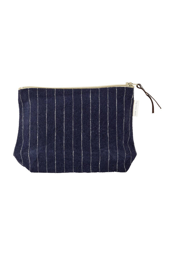 Navy Pinstripe Travel Pouch - Little Flower Soap Co