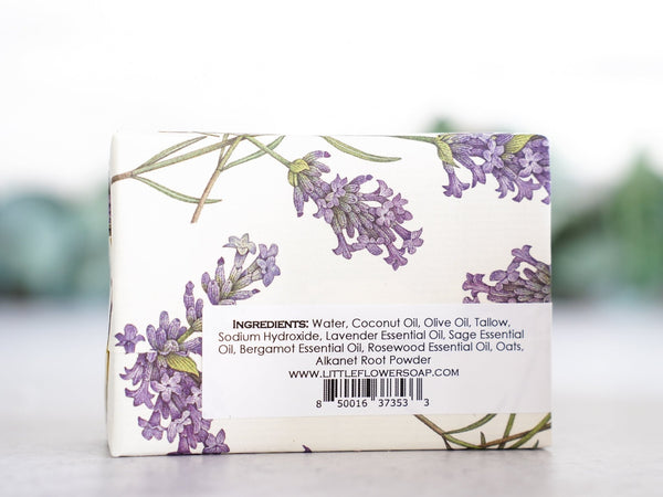 Oatmeal Lavender Sage - Large Bar Soap 6oz - Little Flower Soap Co