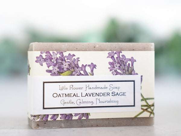 Oatmeal Lavender Sage - Large Bar Soap 6oz - Little Flower Soap Co