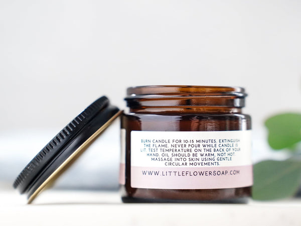 Passion Massage Oil Candle - Black Pepper Rose - Little Flower Soap Co