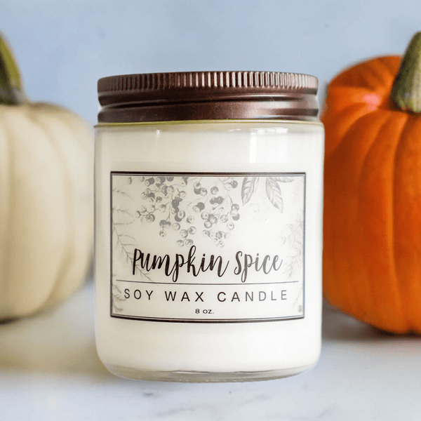 Pumpkin Spice Essential Oil - 8oz Soy Wax Candle - Little Flower Soap Co