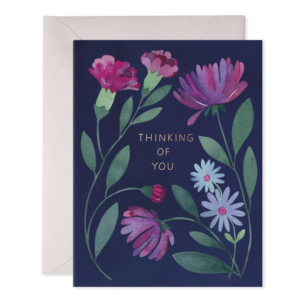 Purple Floral Thinking of You Greeting Card - Little Flower Soap Co