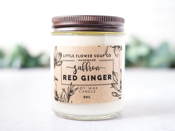 Saffron and Red Ginger - 8oz Soy Wax Candle - Little Flower Soap Co
