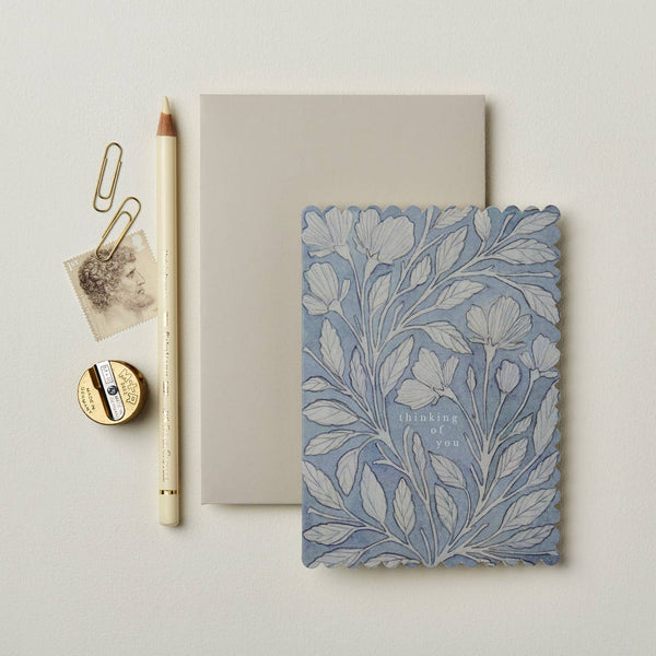Thinking of You - Blue botanical card - Little Flower Soap Co