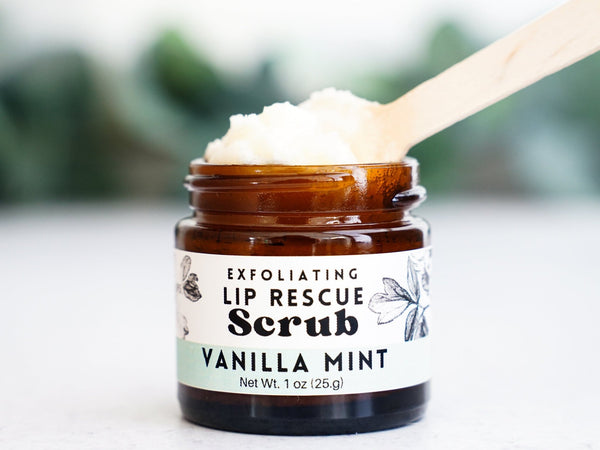 Vanilla Mint Lip Rescue Sugar Scrub - Exfoliating lip treatment - Little Flower Soap Co