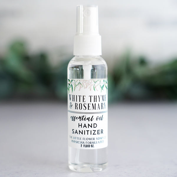 Handmade lavender citrus sanitizer spray, small batch natural formula with essential oils and glycerine.