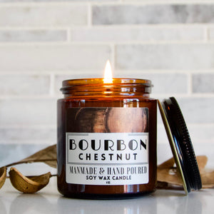 Bourbon Chestnut Hand Poured Candle - Little Flower Soap Co