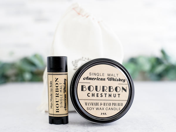 Unique & Funny Gifts for Men - Bourbon Candle and Lip Balm
