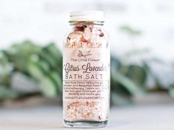 Lavender Citrus Bath Salt with Rose Petals - Little Flower Soap Co