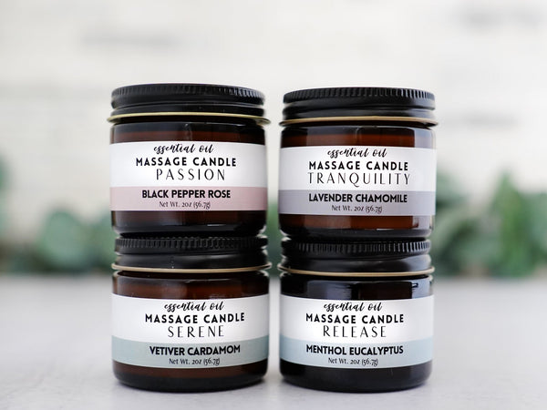 Release Massage Oil Candle - Menthol Eucalyptus Cinnamon - Little Flower Soap Co