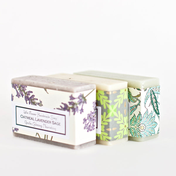 Set of 3 Bars Handmade Soaps for Bath or Sink Side - Little Flower Soap Co