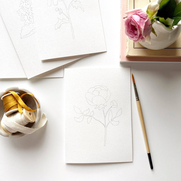 Pre-order Garden Flowers Paintable Watercolor Note Card Set
