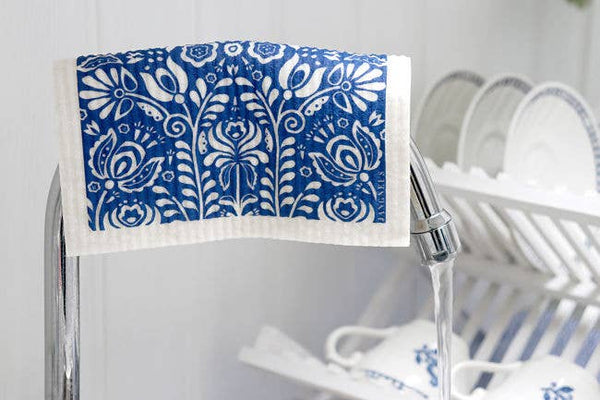 Swedish Dishcloth - Blue Scandi Bloom