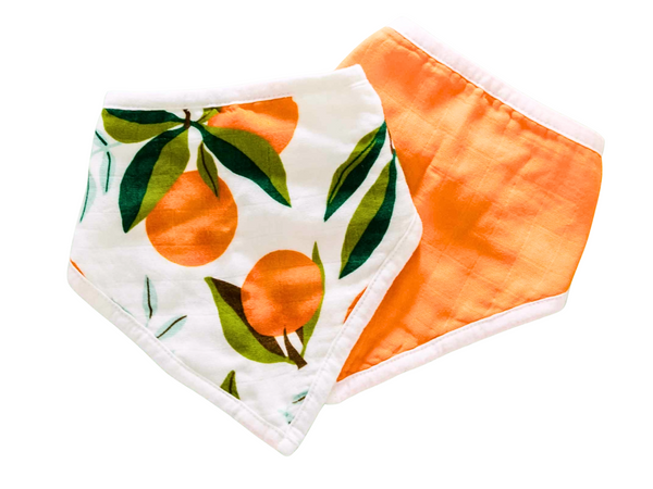 Little Cutie Muslin Bib Set of 2 - Orange Blossom Baby Shower