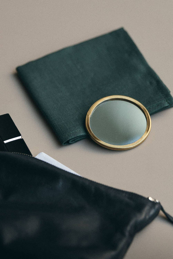 Brass Framed Mirror Small Round