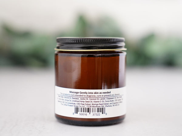 4 oz Jar Full Spectrum CBD Balm - CBD Cream with THC Handmade - Little Flower Soap Co