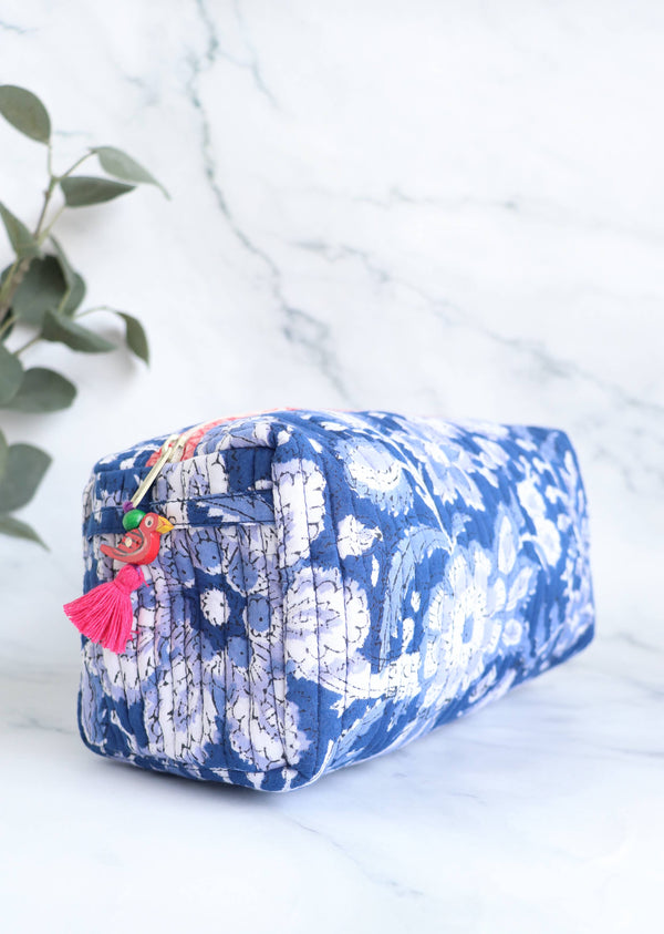 Floral Quilted Makeup Travel Toiletry Bag