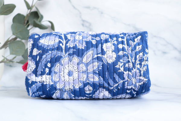 Floral Quilted Makeup Travel Toiletry Bag