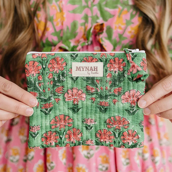Cactus Rose Quilted Coin Pouch | Wallet | Mini Bag