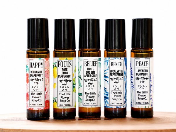 Happy, Focus, Relief, Renew & Peace Essential Oil Roll-On Set of 5
