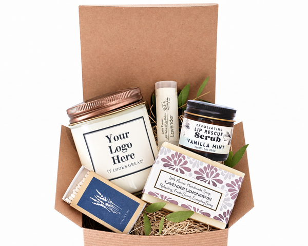 Add Your Logo Candle and Spa Gift Basket