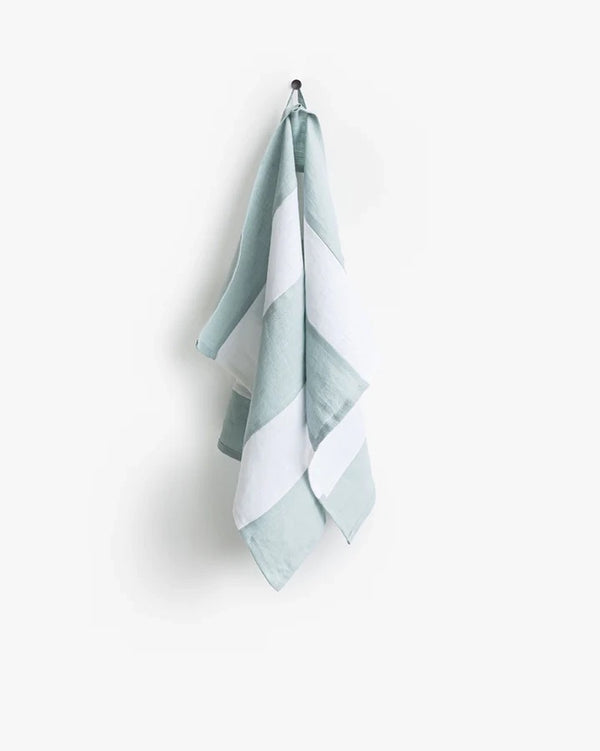 Zero Waste Striped Linen Tea Towel - Dusty Blue