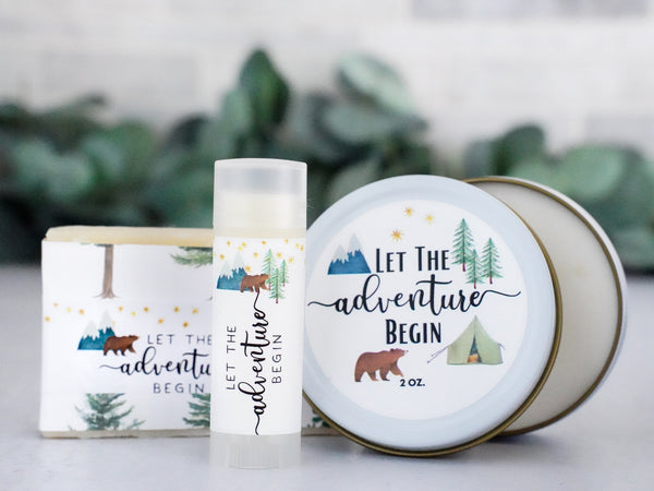 Let the Adventure Begin Baby Shower Favors or Engagement Announcement Gifts