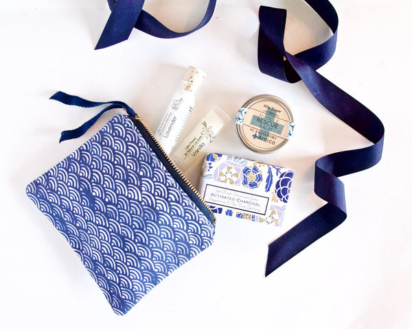 Handmade Travel Cosmetic Pouch and Spa Gift Set