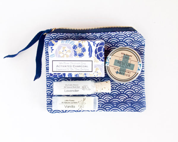 Handmade Travel Cosmetic Pouch and Spa Gift Set
