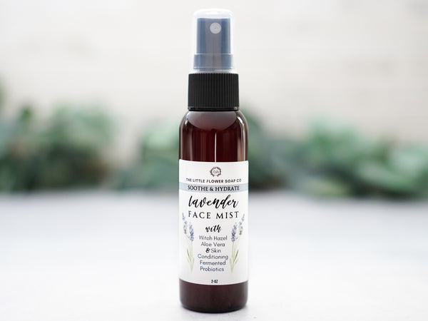 Lavender Face Mist – Soothe & Hydrate Facial Spray with Witch Hazel, Aloe Vera & Fermented Probiotics | Natural Skin Toner & Hydrosol Mist 2oz