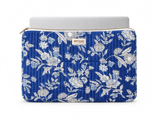 Laptop case-Quilted hand block print cotton with pockets